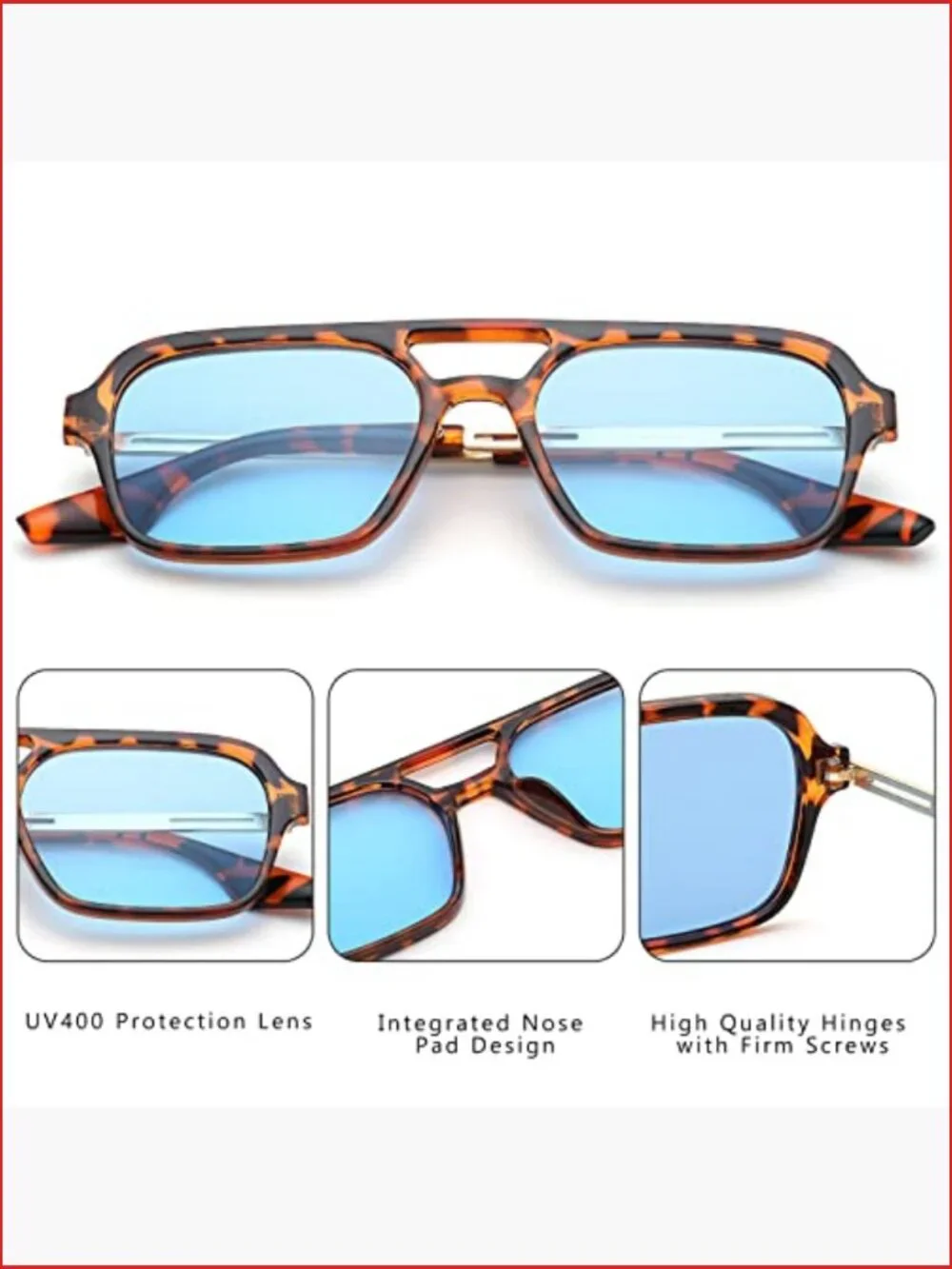 Vintage Square Tinted Sunglasses UV400 Metal Frame Unisex Retro - Picture 4 of 7